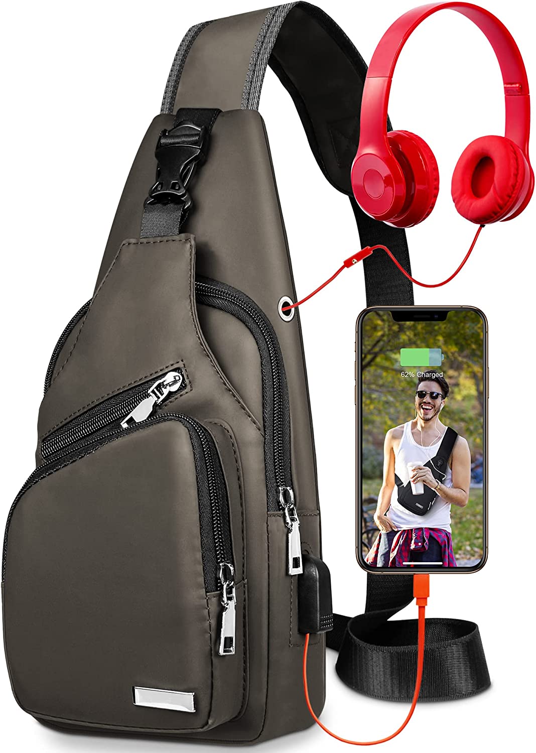 230816045605829_1 Waterproof Sling Bag Crossbody Backpack for Men Women Sling Backpack Hiking Daypack Multipurpose Cross Body Chest Bag - Image 1